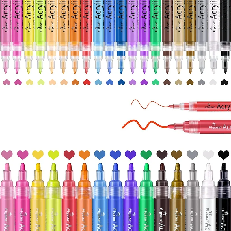 

Acrylic Rock Marker Pens Waterproof 35 Colors Rock Painting Set 0.7Mm And 3Mm Tip Permanent Marker Pen Glass Marker Pens