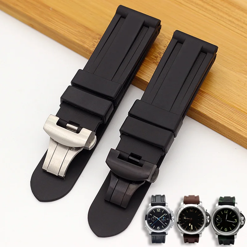 

Watch Band For Panerai PAM 111 441 TPU Rubber Silicone 22 24mm Watch Strap Watch Accessories Folding Clasp Watch Bracelet Chain