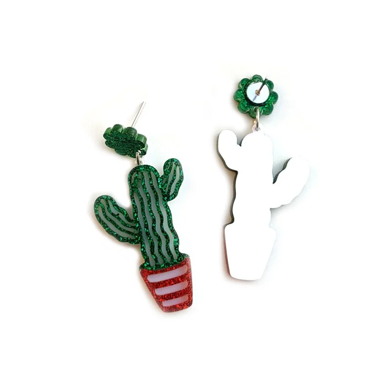 QIGO модные ювелирные изделия с растениями блестящие акриловые серьги зелеными