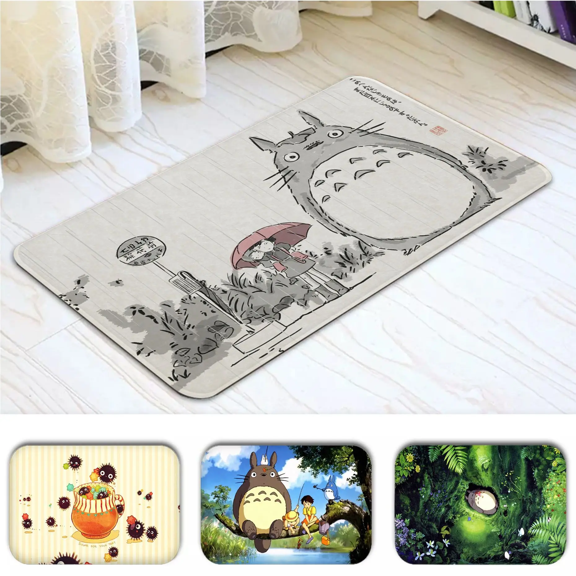 

My Neighbor Totoro Anime Cartoon Kitchen Mat Nordic Style Bedroom Living Room Doormat Home Balcony Anti-Slip Bedside Area Rugs