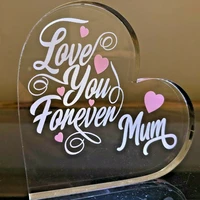 mothers day transparent heart shaped ornament acrylic craft gift transparent desktop ornament mothers day ornament