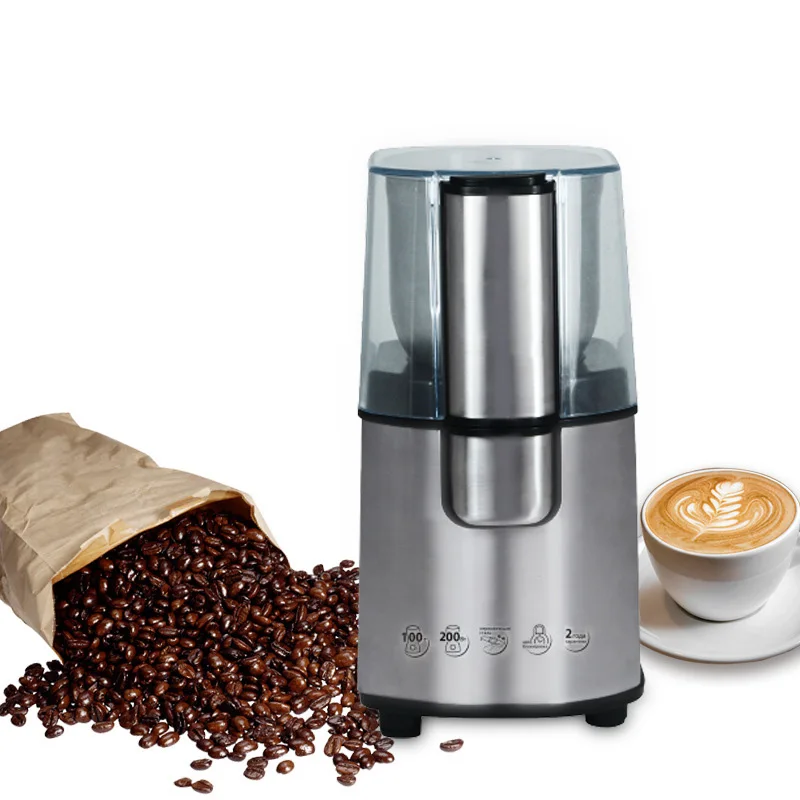 

Household Semi-Automatic Coffee Grinder Washable Detachable Cup Coffee Bean Grinder Stainless Steel Body and Miller Blades