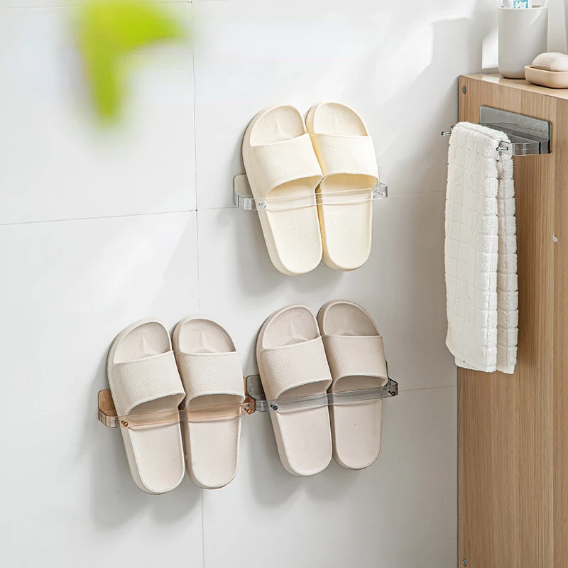 

Storage Holder Home Plastic Wall Hanging Single Layer Slippers Shelf Storage Organizer Livingroom Slippers Shelf Slipper Rack