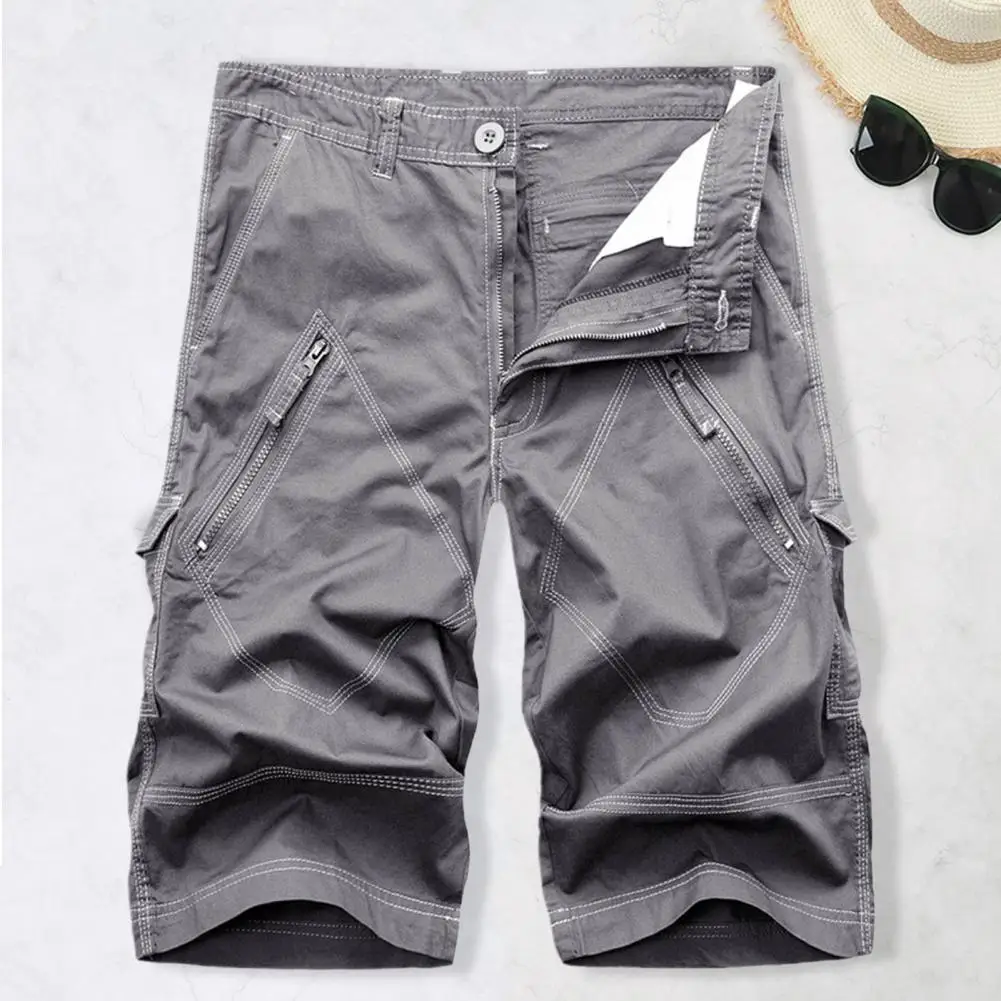 

Trendy Men Shorts Comfortable Knee Length Shorts Multiple Pockets Colorfast Cargo Shorts Streetwear
