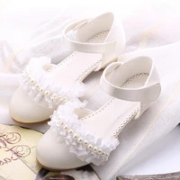 dress shoes for sandals high heeled breathable comfortable pearl soft lace christening shoes korea performance flower bow girl
