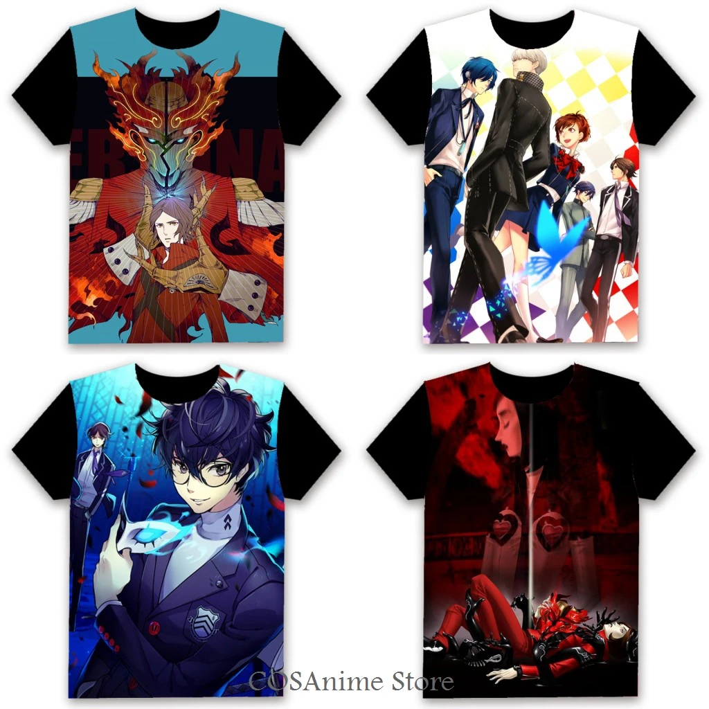 

Футболка аниме Persona 2 Takamaki anne, 3D принт, косплей, повседневная, с коротким рукавом, для женщин и мужчин, черная футболка, Повседневная летняя ру...