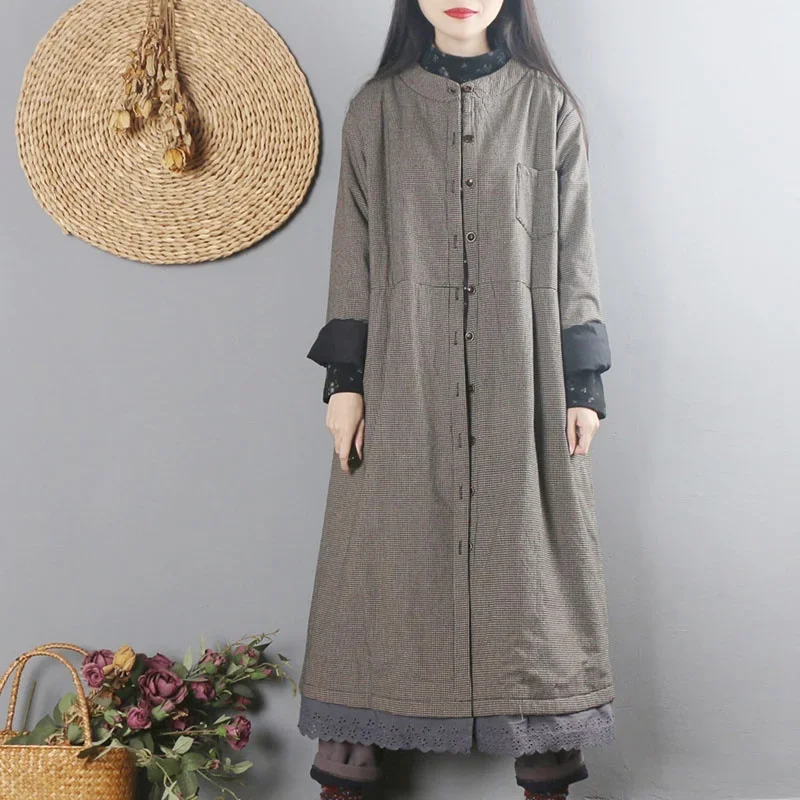 

Retro Ethnic Style Long Coat Winter Women'S Clothing 2020 New Chinese Tang Suit Lady Elegant Cotton Jacket For Mom Outwear 11657