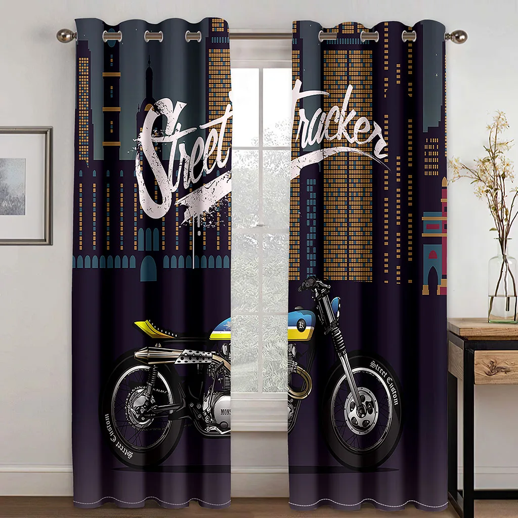

Blackout Curtains Motorcycle Rider Thermal Insulated Room Darkening Window Curtains for Bedroom Living Room Drapes Decor