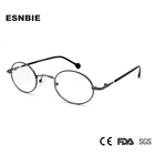 ESNBIE маленькие черные круглые очки, Мужская металлическая круглая оптическая оправа, женские и мужские очки по рецепту, овальные очки, прозрачные линзы