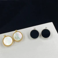 fashion simple style spherical mother of pearl inlay women earrings anniversary gift