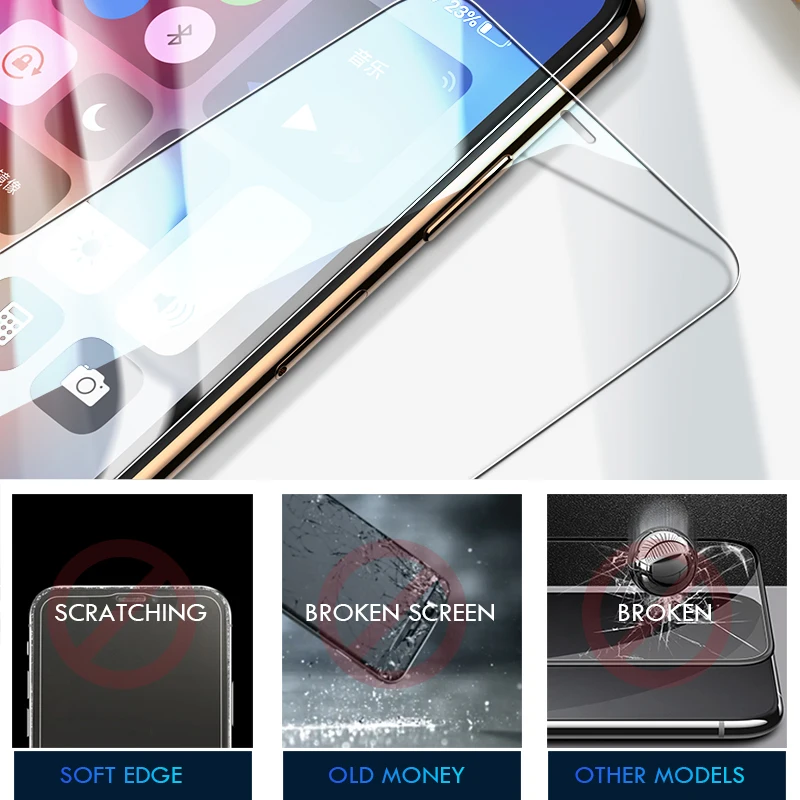 3Pcs Tempered Glass For iPhone 14 13 12 11 Pro Max X XR XS Max 6S 8 7 Plus SE 2020 Screen Protector Full Protective Glass