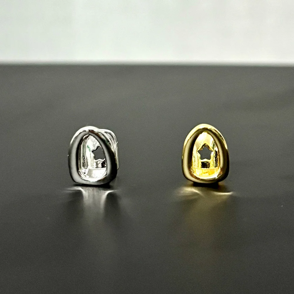 YOUNGX Y2K простые одинарные полые зубы Grillz брекеты хип-хоп глянцевые зубные шапочки