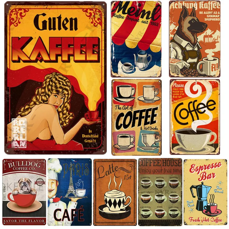

Beauty Women Caffe Metal Sign Vintage Shabby Art Painting Tin Poster In The Restaurant Cafe Kitchen Pin Up Wall Decor DIY Plaque