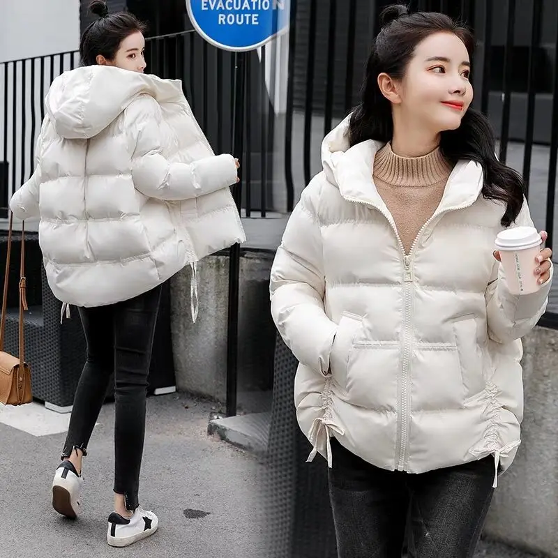 Winter Women's Cold Coat Parkas Super Hot Coats Hooded Cotton Jacket Loose Korean Fashion Drawstring Jacket New