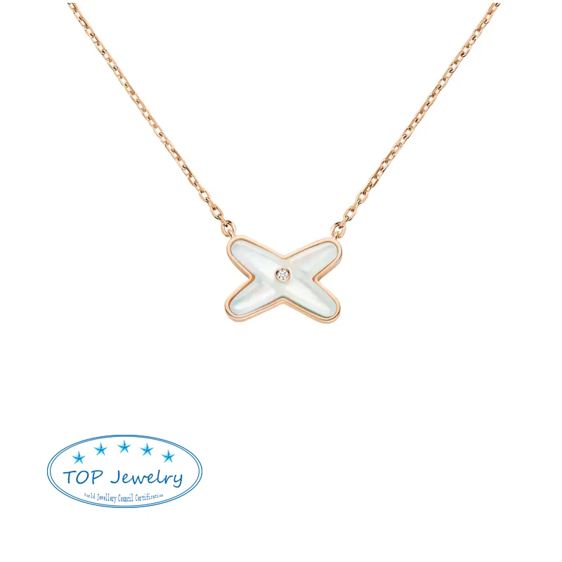 

French Luxury Jewelry 925 Silver Classics X Shape Pendants White Shell Cross Bijoux Necklace For Women JEUX DE LIENS C PARIS