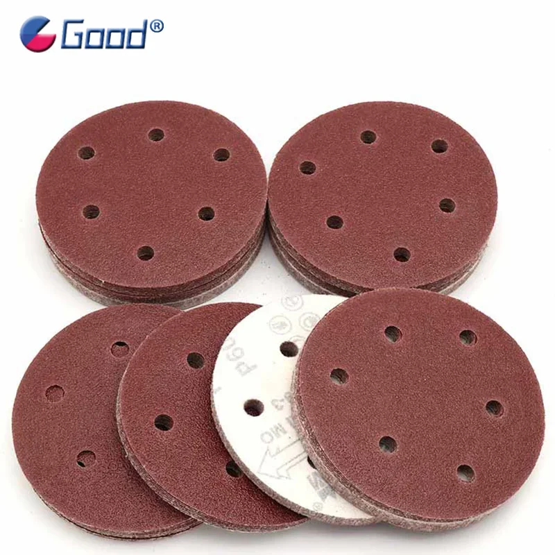 5/6/9 дюймов 6 отверстий шлифовальные листы круглая наждачная бумага петля с