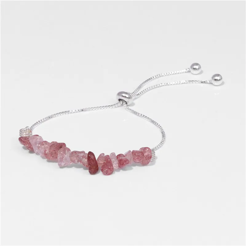 

Adjustable Bracelets Irregular Chip Stone Bracelets Amethysts Citrines Malachite Quartzs Agates Exquisite Silver Color Chain