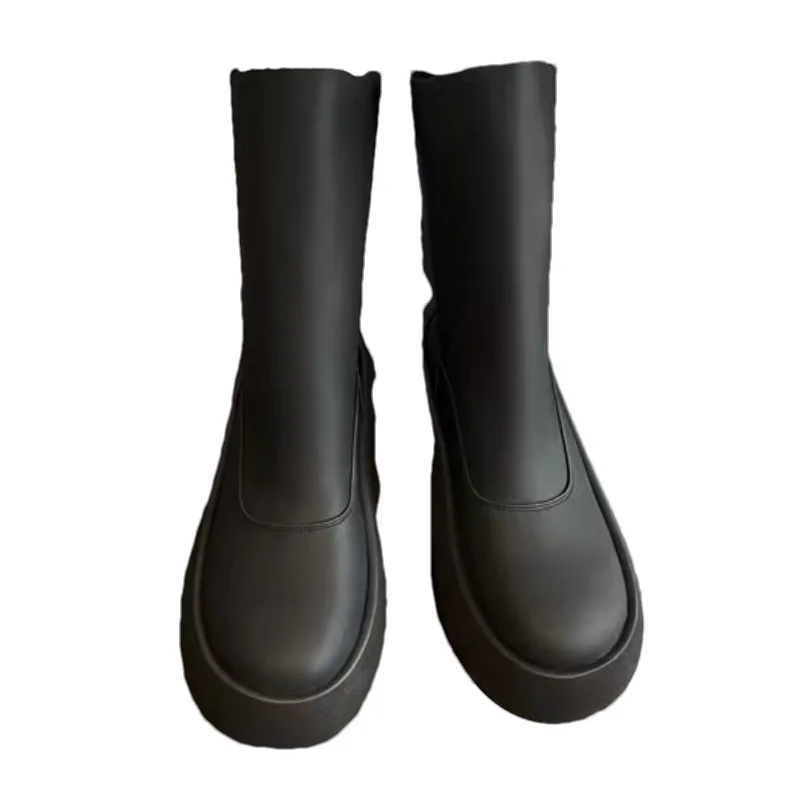 Женские ботильоны на платформе кожаная повседневная обувь плоской подошве