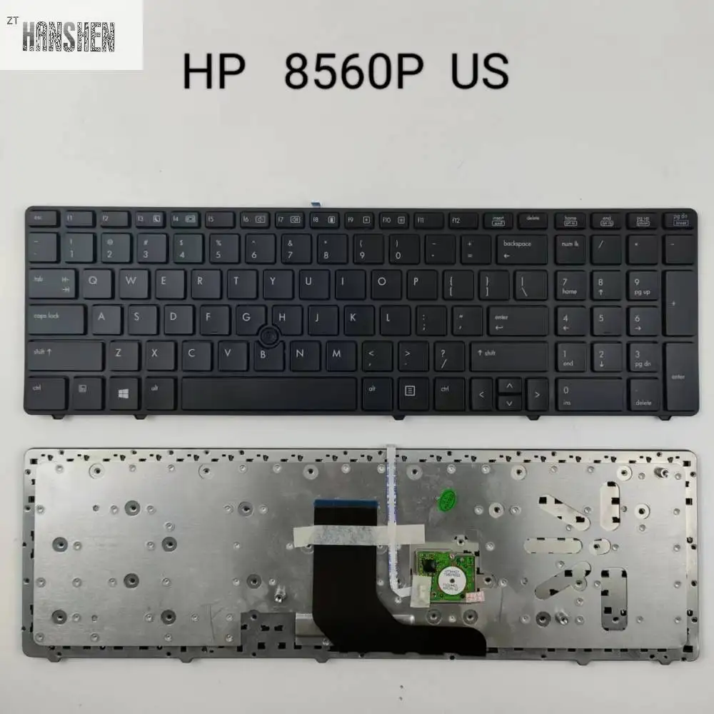 

New English Keyboard for HP EliteBook 8560p 8570P 8560B 6560b 6565b 6560P US laptop keyboard with border with pointing