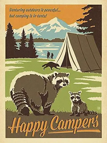 

New Vintage Retro Metal Tin Sign Venturing Outdoors is Peacetul But Camping is in-Tents，Happy Campers Home Garage Bar Club Hotel