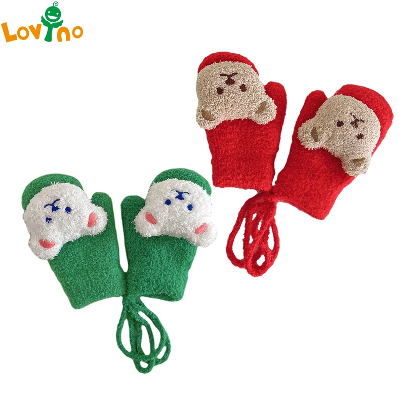 

Warm Plush Thick Warm Baby Gloves Winter Plus Mittens Children Full Finger Gloves New Year Accessories Gifts for Kids for 1-4Y