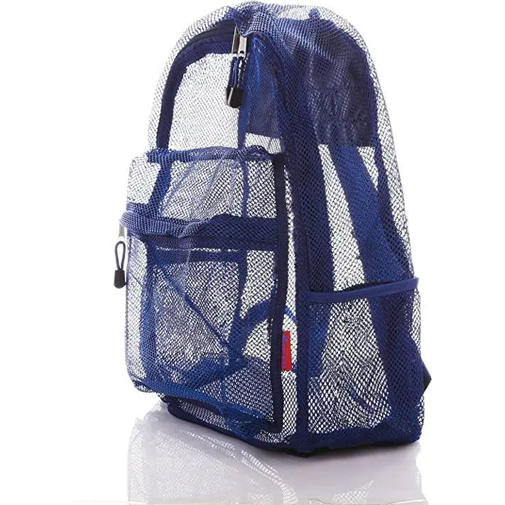 clear mesh backpack for kids men & women by bravo - large school & travel bag - stylish transparent see through design - comfort