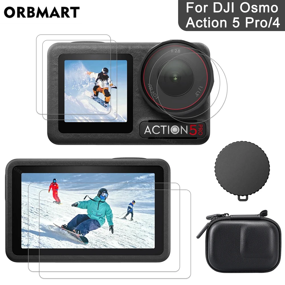 Фото Защитная пленка для экрана DJI Osmo Action 5 Pro 4 3, пленка из закаленного стекла, крышка объектива, чехол для DJI Action 4 5Pro, аксессуары №1
