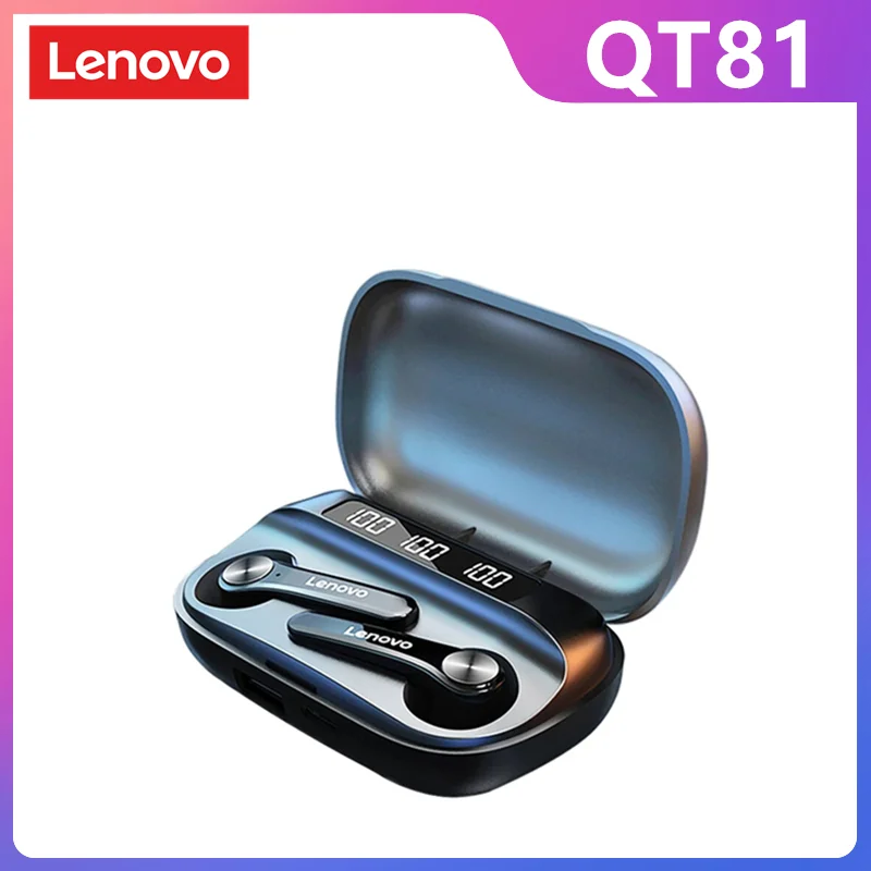 

TWS-наушники Lenovo QT81 с поддержкой Bluetooth 5,0 и ЖК-дисплеем, 1200 мА · ч