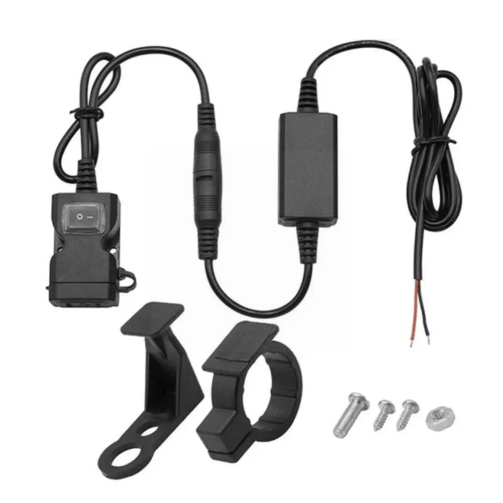 

12v-24v Dual Usb Motorbike Motorcycle Handlebar Charger Adapter Waterproof Power Supply Socket For D3k2