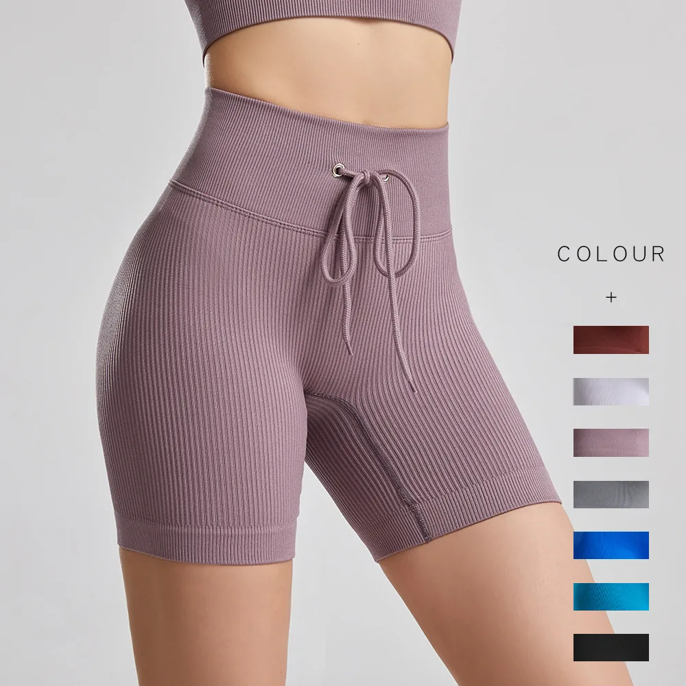 

New Sport Shorts Women Rope Retractable Clothing High Waist Push Up for Ladies Shorts Leggings Fitness Seamless Hip Lift Tight