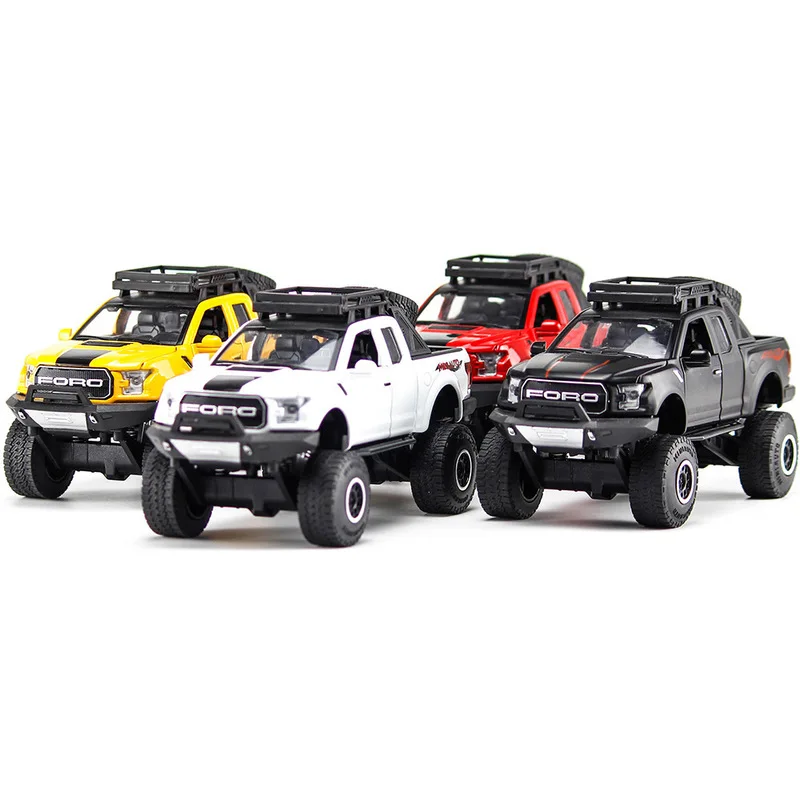 

1:32 Ford автомобиль из сплава F150 Raptor, модифицированный детский акустический пересеченный автомобиль, модель игрушечного автомобиля