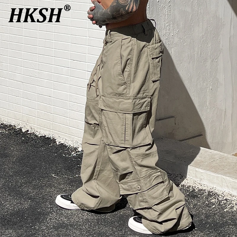 Брюки-карго HKSH мужские прямые модные штаны в японском стиле ретро панк с большими