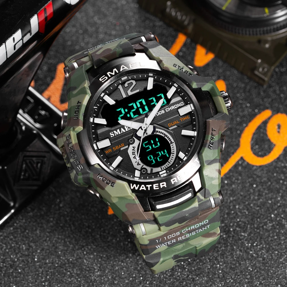 Часы SMAEL мужские наручные кварцевые с большим циферблатом спортивные