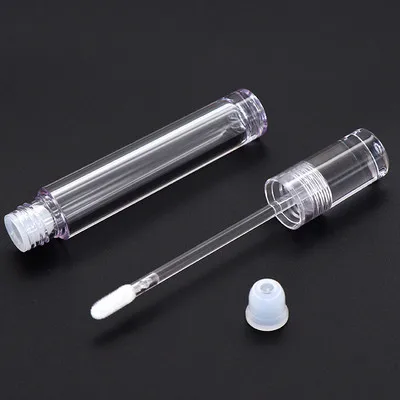 

Round 5ml Transparent Empty Lip Gloss Tubes Refillable Lip Glaze Lip Balm Bottles With Rubber Inserts DIY Make Up Tools