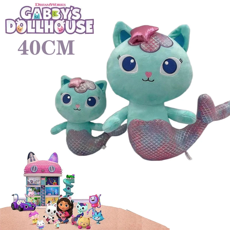 

40 см, кукольный домик Gabby, плюшевая игрушка, меркэт, Мультяшные мягкие животные, улыбающийся Кот, автомобиль, кошка, обнимающая, Габи, девочка, куклы, поклонники, коллекционные подарки