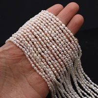 2 3mm natural freshwater pearl white rice shape pearl grade a for diy jewelry making elegant necklace bracelet jewelry making