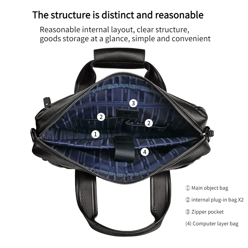 Boutique Men's Handbag 100% Real Leather Business Casual Crossbody Bag Shoulder Men's Briefcase High Quality Messenger Bag