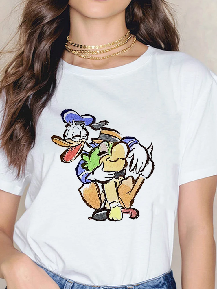

Popular Summer Long Hair Princess T Shirt Minimalist Leisure Graphic All-Match Pattern Kawaii Disney Brand Disney Women T-Shirt