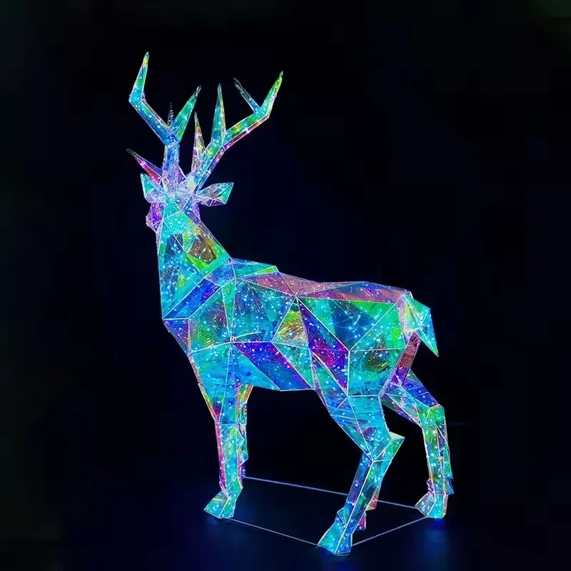 Фото Рождественские светодиодные уличные светильники 3D в виде светящегося оленя для праздничного декора на Новый год, День святого Валентина и Хэллоуин №3