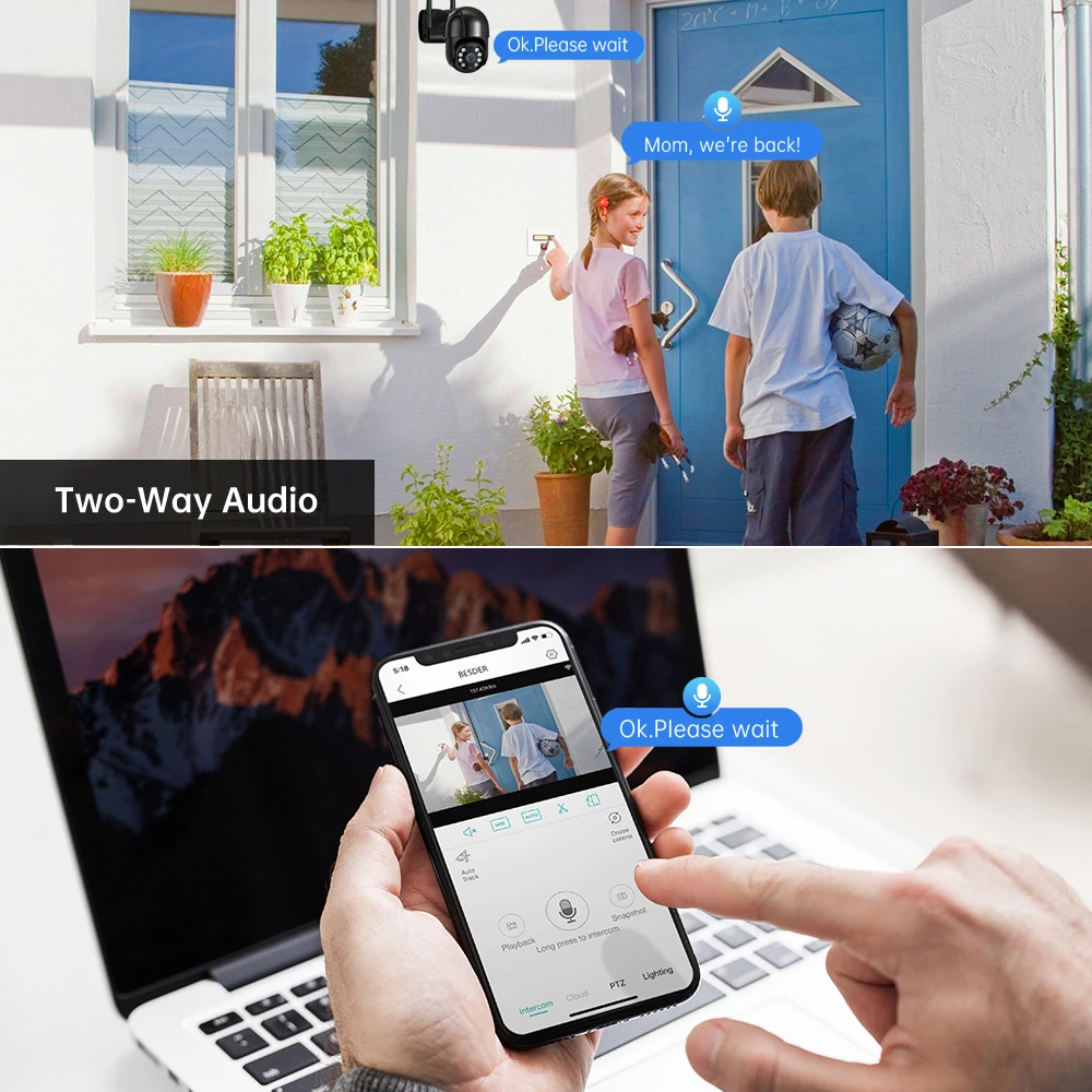 BESDER 4K 8MP 5MP Ultra HD PTZ Wi-Fi IP-камера AI Обнаружение человека 1080P UHD Аудио Автоматическое