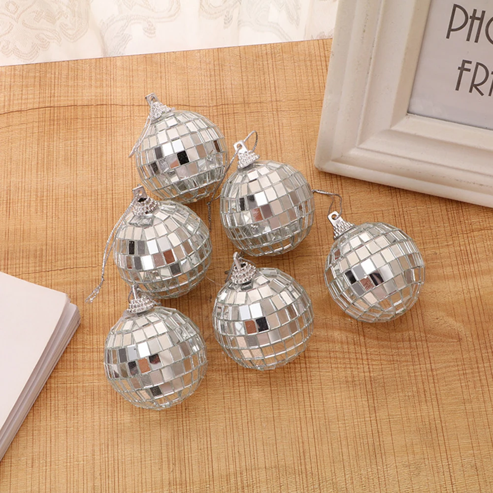 

Mirror Ball 3cm 6Pcs Christmas Tree Ornaments Bar Disco Ball Hanging Festive Birthday Party Decoration for New Year Gift
