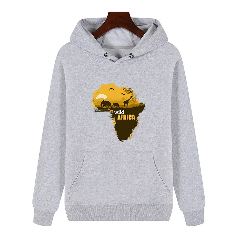Africa wild map African map fashion graphic Hooded Shirt cotton fleece hoodie winter thick sweater hoodie Men's sportswear