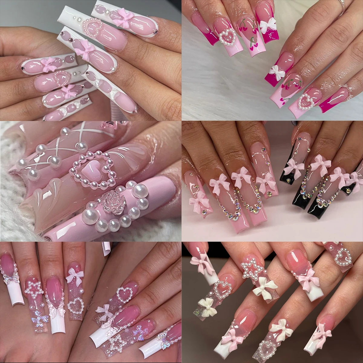 120 сеток/коробка Kawaii из смолы смешанный бант для дизайна ногтей 6/8/10 мм красочный
