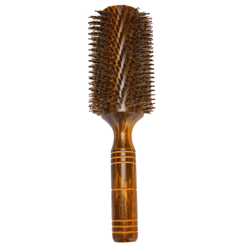 

Щетка из натуральной Кабановой щетины, деревянная круглая щетка, расческа для укладки длинных волос, вьющаяся и прямая расческа для волос