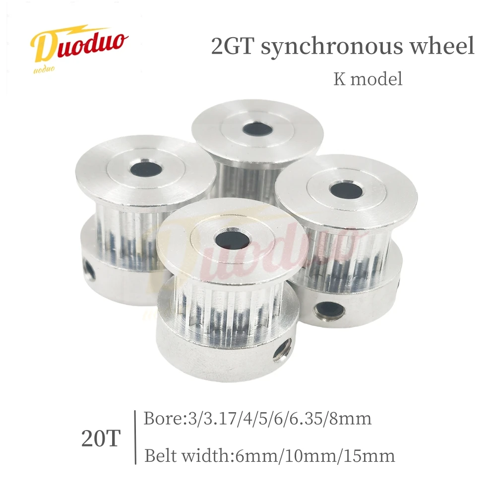 

GT2 K-тип 2GT Номерные зубья 20T Диаметр шкива ГРМ 3 мм/3,17 мм/4 мм/5 мм/6/мм6,35 мм/8 мм Для ширины ремня: 6 мм/10 мм/15 мм, 3D-принтеры