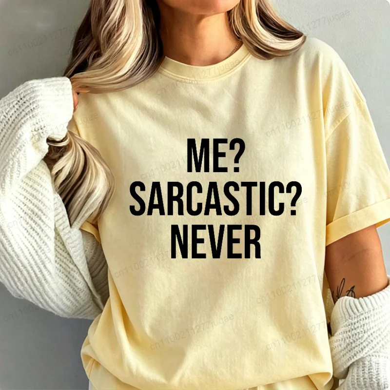 Фото Футболки Me Sarcastic Never: Забавные женские футболки с сарказмом, новая летняя коллекция, модные футболки, подарки для девочек-подростков №2