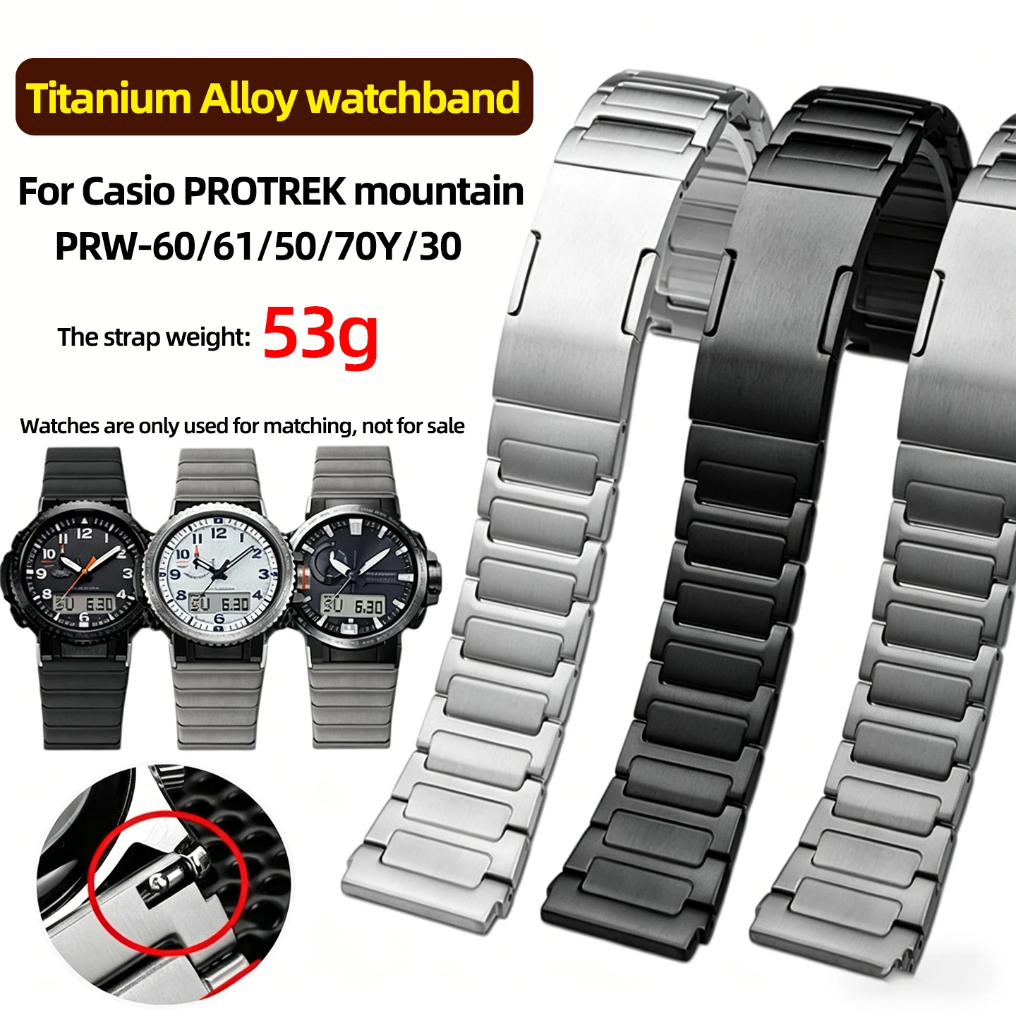 Фото Ремешок для часов из титанового сплава с быстрым креплением, 23 мм, для Casio PROTREK PRW-60 PRW-61 PRW-50 PRW-70Y PRW-30, мужской браслет для горных часов №1