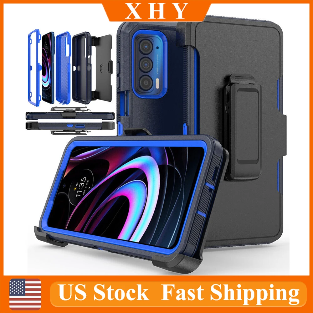 

XHY Armor Rugged Case For Motorola Edge 2021 Heavy Duty Hybrid Shockproof Defender Back Cover with Belt Clip Defend Case Fundas