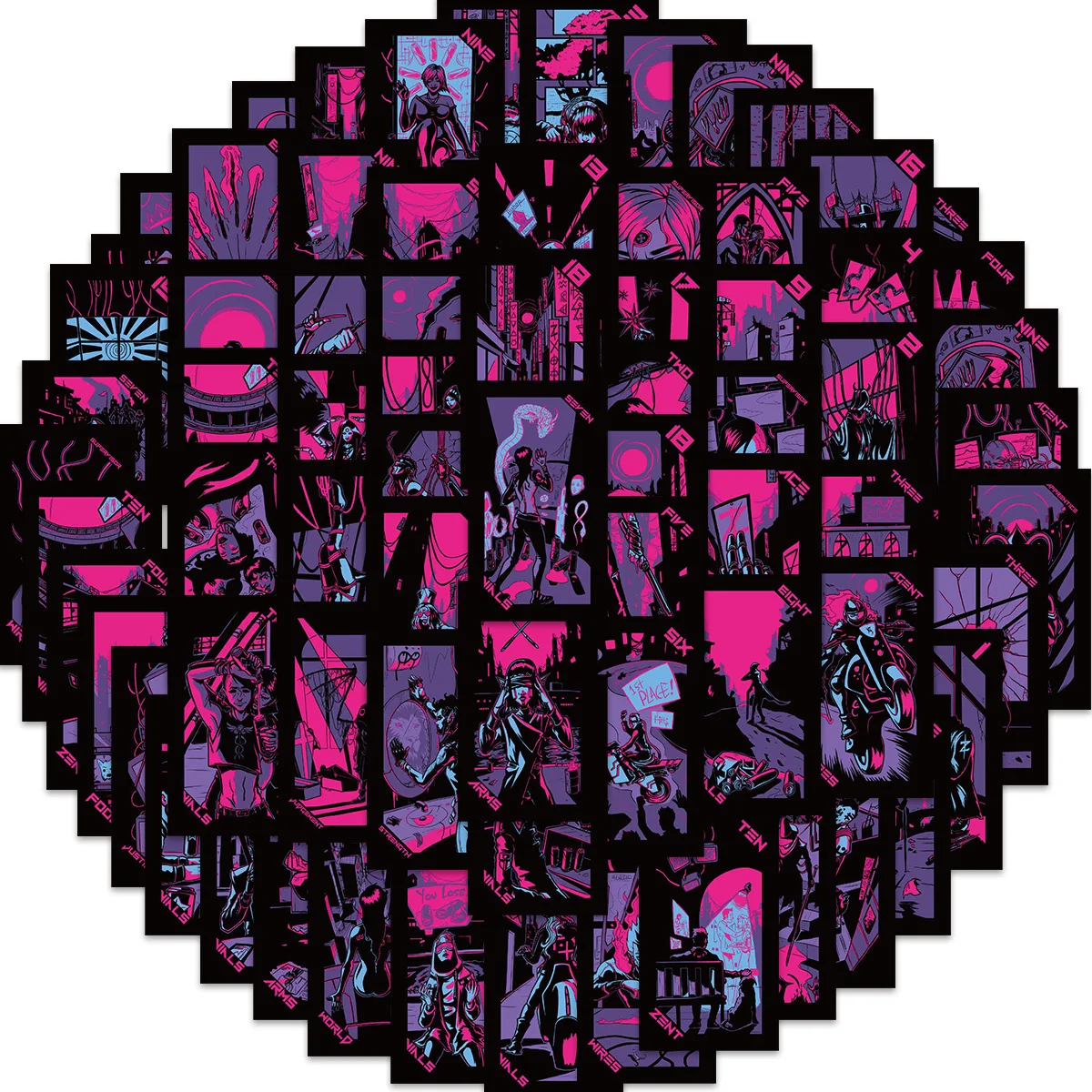 

72pcs Dark Tarot Card Graffiti Sticker Collage Decoration Guitar Notebook Suitcase DIY Waterproof Without Leaving Glue Marks