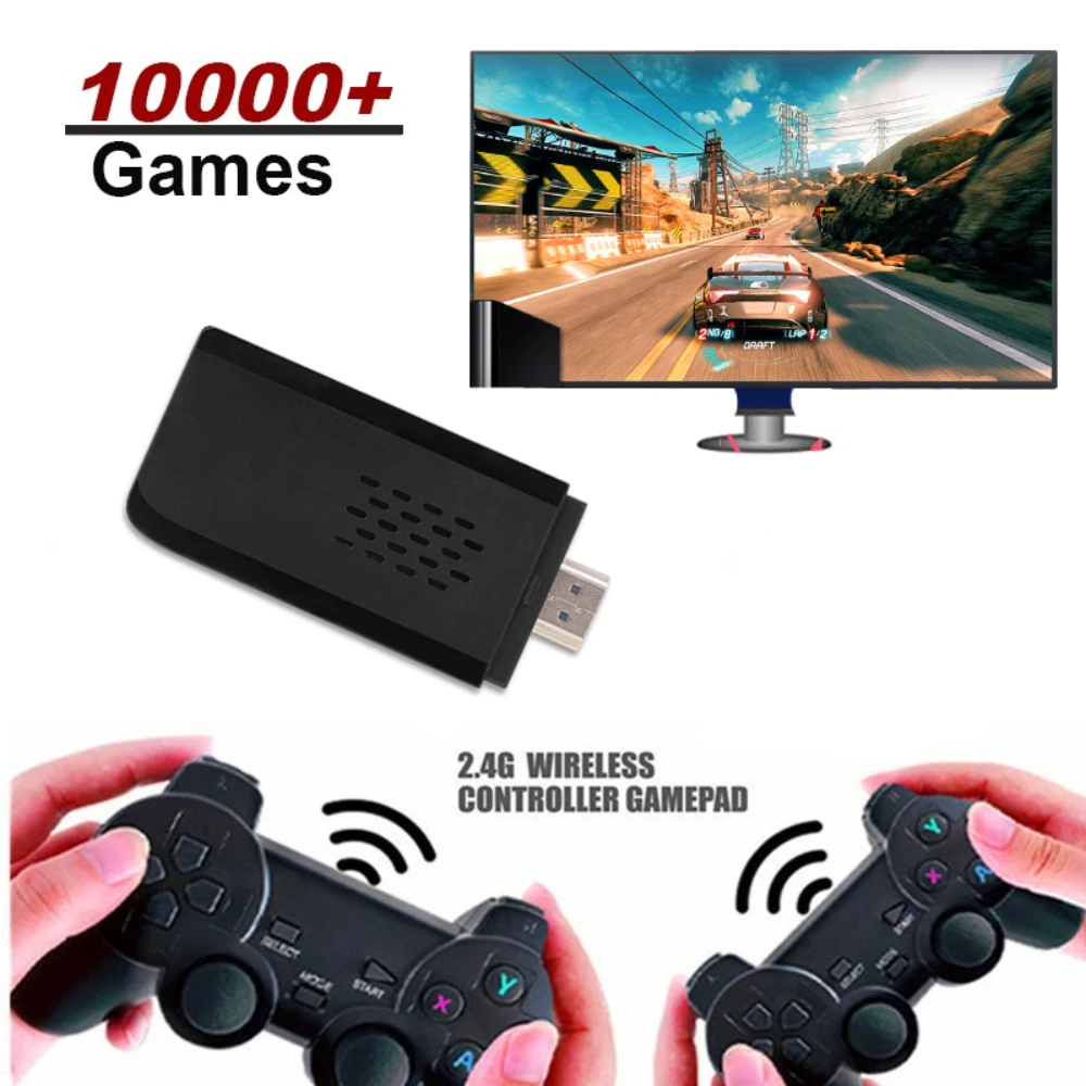 

Video Game Console 64G Built-in 10000 Games Retro handheld Game Console Wireless Controller Game Stick For PS1/GBA Kid Xmas Gift